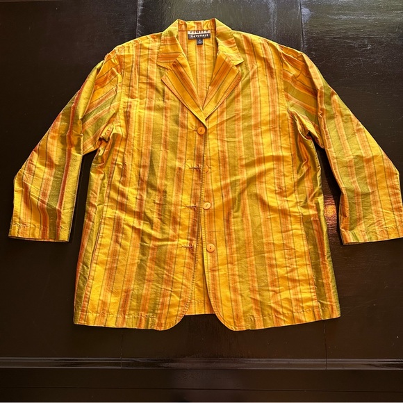 Vintage XL Finity Naturals Linen Like Material Gold Yellow Button Down - Picture 1 of 5